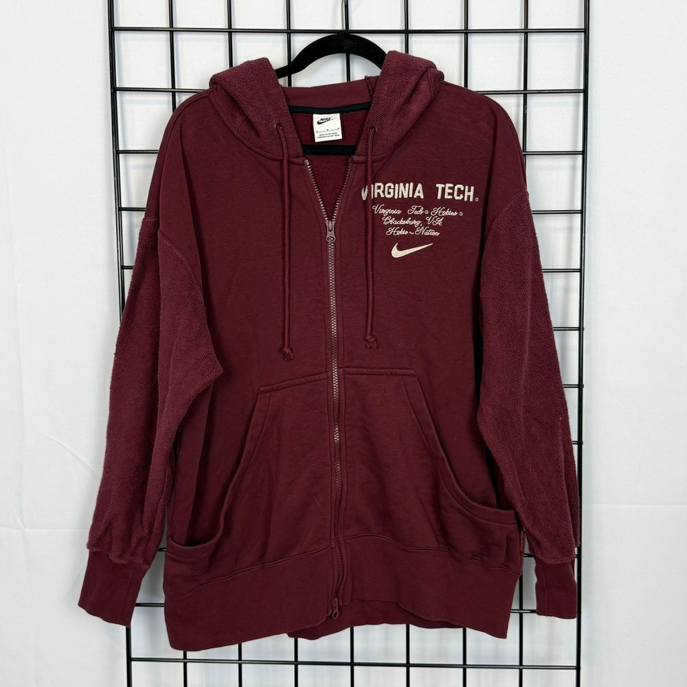 Virginia Tech Nike NSW Style Full Zip Hoodie Womens M Medium Maroon Baggy Hokies